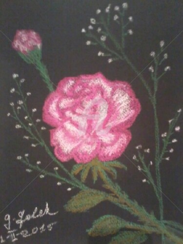 Schilderij getiteld "ROSE EPANOUIE..." door Grazianna G..., Origineel Kunstwerk, Pastel