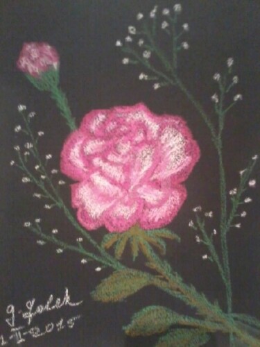 Painting titled "ROSE EPANOUIE..." by Grazianna G..., Original Artwork, Pastel