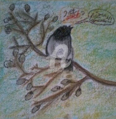 Drawing titled "OISEAU SUR UN ARBRE…" by Grazianna G..., Original Artwork, Other