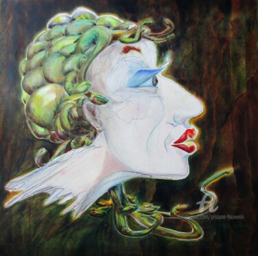 Ζωγραφική με τίτλο "medusa-grazyna-haje…" από Grazyna Hajewski, Αυθεντικά έργα τέχνης, Λάδι