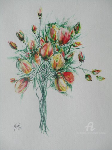 Картина под названием "flowers-of-meadow-g…" - Grazyna Hajewski, Подлинное произведение искусства, Акварель