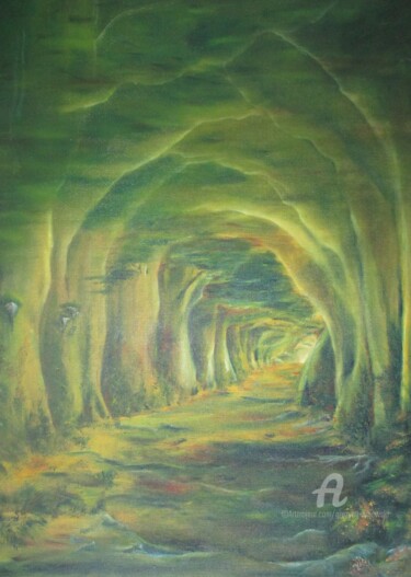 Painting titled "magic-forest-grazyn…" by Grazyna Hajewski, Original Artwork, Oil