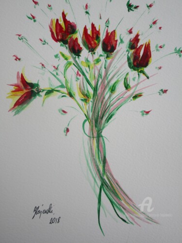 Malarstwo zatytułowany „the-ribbon-grazyna-…” autorstwa Grazyna Hajewski, Oryginalna praca, Akwarela