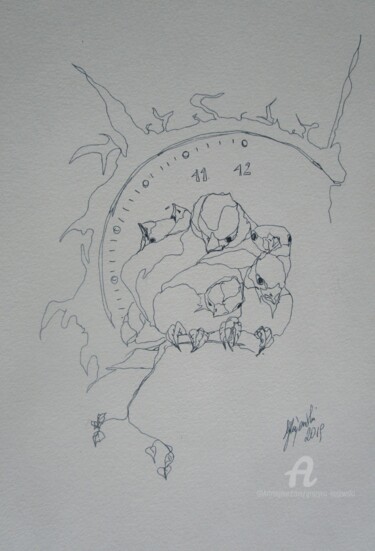 Drawing titled "time-2-grazyna-haje…" by Grazyna Hajewski, Original Artwork, Ink