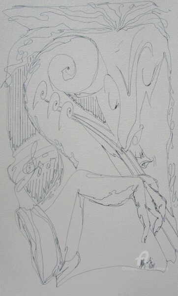 Drawing titled "the violist" by Grazyna Hajewski, Original Artwork, Ink