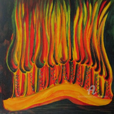 Painting titled "torch" by Grazyna Hajewski, Original Artwork, Oil