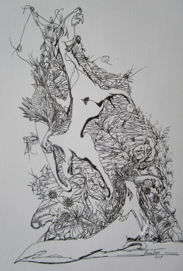 Painting titled "Dingo 2, ink, paper…" by Grazyna Hajewski, Original Artwork, Ink