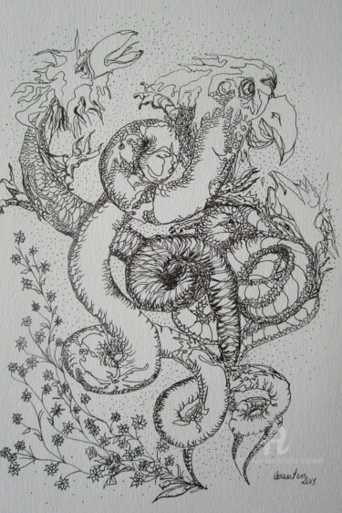 Drawing titled "Harmonious, set The…" by Grazyna Hajewski, Original Artwork, Ink