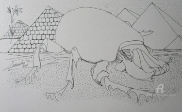 Drawing titled "The sky over Egypt,…" by Grazyna Hajewski, Original Artwork, Ink