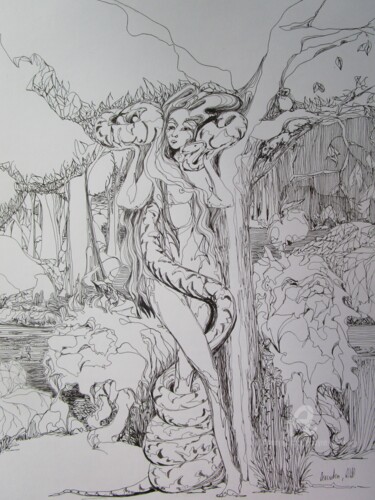 图画 标题为“Lilith 3a, countess…” 由Grazyna Hajewski, 原创艺术品, 墨