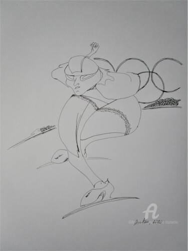 「Olympia, countess,…」というタイトルの描画 Grazyna Hajewskiによって, オリジナルのアートワーク, インク