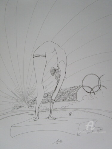 Disegno intitolato "gymnastics, countes…" da Grazyna Hajewski, Opera d'arte originale, Inchiostro