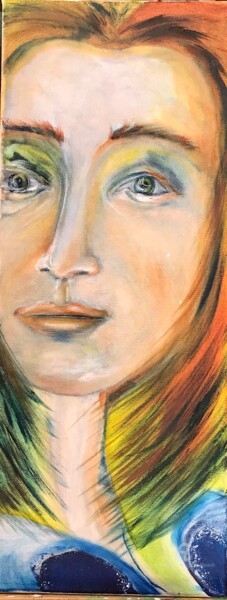 Картина под названием "Portret młodej kobi…" - Grazyna Hajewski, Подлинное произведение искусства, Масло Установлен на Дерев…