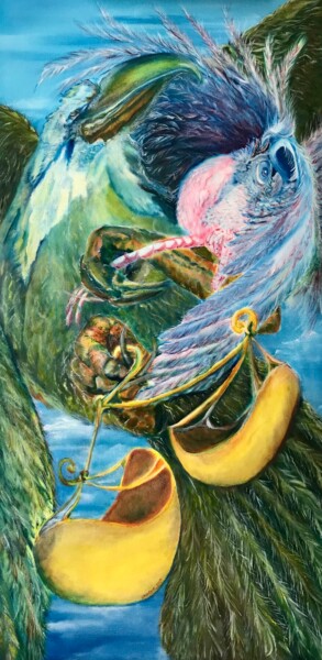 Pittura intitolato "Ptaki" da Grazyna Hajewski, Opera d'arte originale, Olio