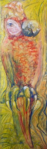 Painting titled "Papagei" by Grazyna Hajewski, Original Artwork, Oil