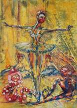 Pittura intitolato "clown and harlequin" da Grazyna Hajewski, Opera d'arte originale, Olio