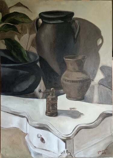Malarstwo zatytułowany „Młynek” autorstwa Grażyna Przybylak, Oryginalna praca, Olej