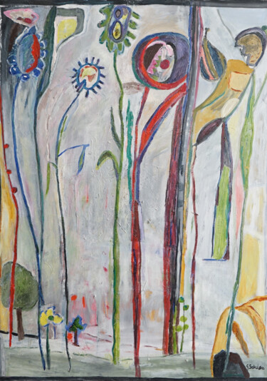 Peinture intitulée "Kwiaty" par Grażyna Sokulska, Œuvre d'art originale, Huile