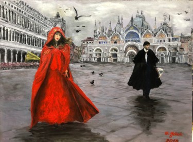 Malarstwo zatytułowany „„Wenecja”” autorstwa Grazyna Jezak, Oryginalna praca, Olej
