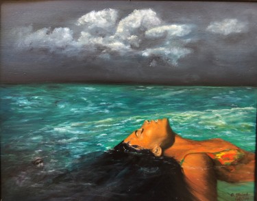 Malarstwo zatytułowany „Panna w wodzie” autorstwa Grazyna Jezak, Oryginalna praca, Olej