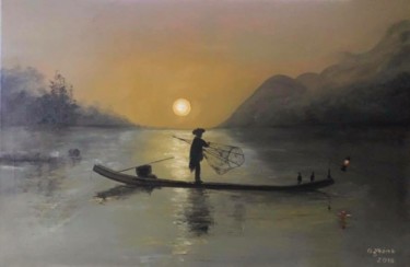 Malarstwo zatytułowany „Zatoka Ha Long - Wi…” autorstwa Grazyna Jezak, Oryginalna praca, Olej