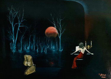 Pittura intitolato "Muzyka noca" da Grazyna Jezak, Opera d'arte originale, Olio