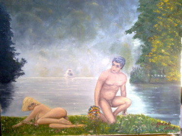 Painting titled "poranek" by Grazyna Jezak, Original Artwork, Oil