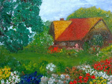 Painting titled "w moim ogrodzie" by Grazyna Jezak, Original Artwork