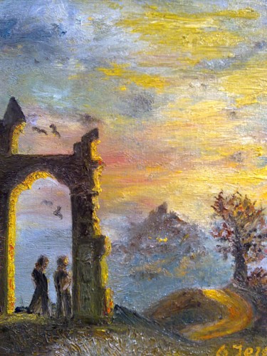 Malerei mit dem Titel "ruiny" von Grazyna Jezak, Original-Kunstwerk