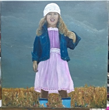 Pintura intitulada "Portret dziewczynki" por Grazyna Jezak, Obras de arte originais, Óleo