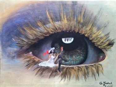 Schilderij getiteld "oko" door Grazyna Jezak, Origineel Kunstwerk, Olie