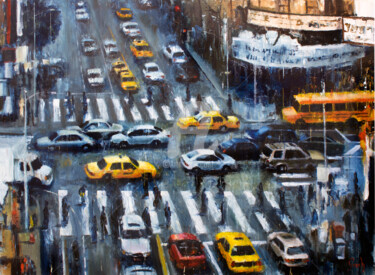 Painting titled "Cross street" by Grech, Original Artwork, Oil