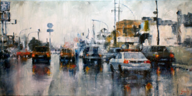 Картина под названием "Rain 2020" - Grech, Подлинное произведение искусства, Масло Установлен на Деревянная панель