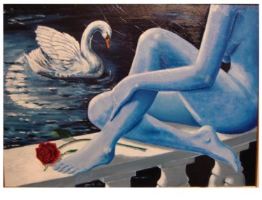 Pittura intitolato "Leda e il cigno in…" da Greco Baracchi, Opera d'arte originale