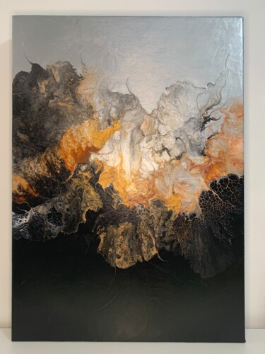 Schilderij getiteld "FIRE AND ASH" door Grecu Ionut, Origineel Kunstwerk, Acryl Gemonteerd op Frame voor houten brancard