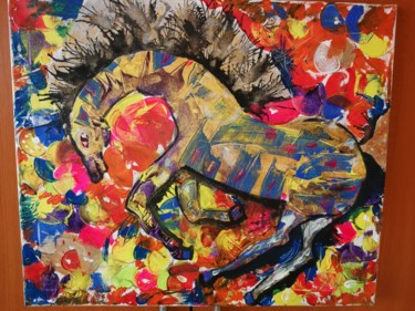Painting titled "Horse and colors" by Viorel Grecu, Original Artwork, Acrylic