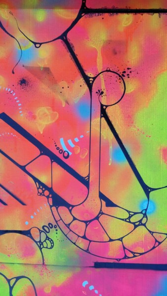 "Hippocampe heureux…" başlıklı Tablo Green Sun (Aka Xavier) Mennessier tarafından, Orijinal sanat, Sprey boya