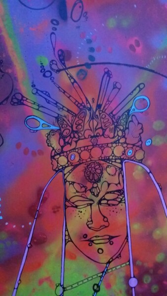 Reine de Paris - Coté Obscure Printmaking titled "Reine de Paris - Co…" by Green Sun (Aka Xavier) Mennessier, Original Artwork, Spray paint