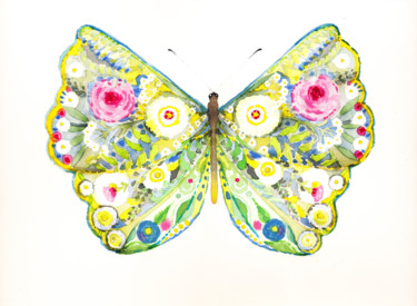 Malarstwo zatytułowany „The Spring Butterfly” autorstwa Shauna Crandall, Oryginalna praca, Akwarela