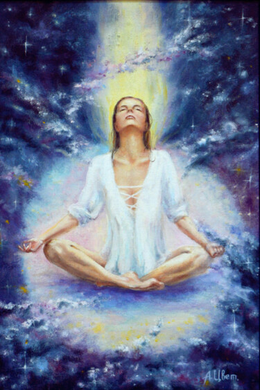 Картина под названием "Медитация" - Анастасия Цветкова, Подлинное произведение искусства, Масло Установлен на Другая жесткая…