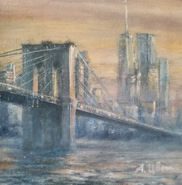 Картина под названием "Туманное утро" - Анастасия Цветкова, Подлинное произведение искусства, Масло Установлен на картон