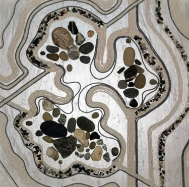 Коллажи под названием "Композиция 4" - Анастасия Цветкова, Подлинное произведение искусства, Камень Установлен на Деревянная…