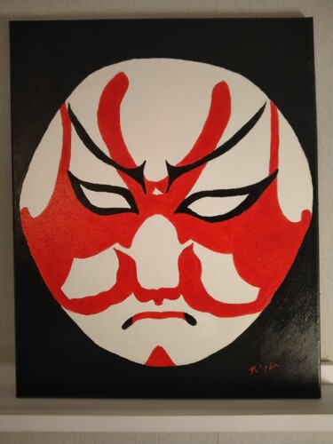 Schilderij getiteld "Kabuki" door Greenman, Origineel Kunstwerk, Acryl