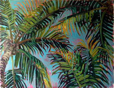 Coconut palm trees, landscape painting, gift idea Painting titled "Coconut palm trees,…" by Mary Grinkevich, Original Art, Oil