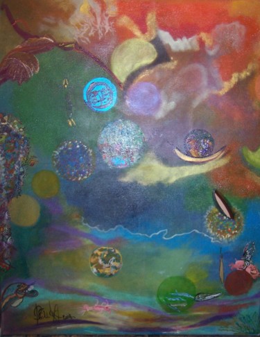 Peinture intitulée "bulle teint météo" par Pseuda, Œuvre d'art originale, Acrylique