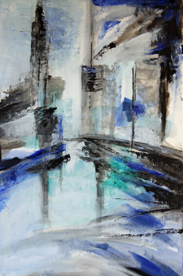 Disegno intitolato "Convergence bleue" da Sylvie Penet, Opera d'arte originale, Altro