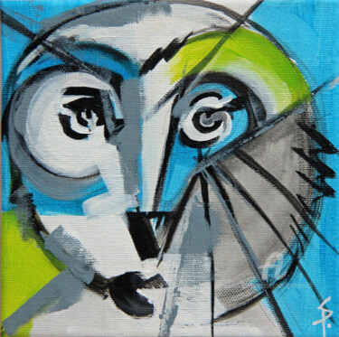 Pintura intitulada "Owl - Chouette" por Sylvie Penet, Obras de arte originais, Acrílico