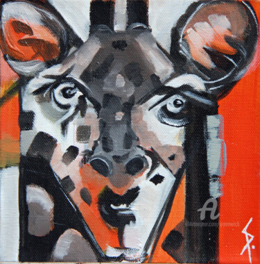 Malerei mit dem Titel "Girafe-Giraffe" von Sylvie Penet, Original-Kunstwerk, Acryl