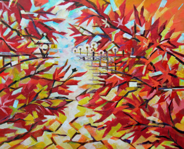 Peinture intitulée "L'Orée du Lac" par Sylvie Penet, Œuvre d'art originale, Acrylique