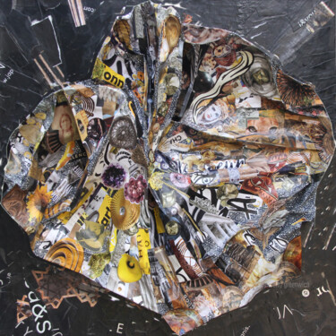 Collages titulada "Offrande" por Sylvie Penet, Obra de arte original, Collages Montado en Bastidor de camilla de madera